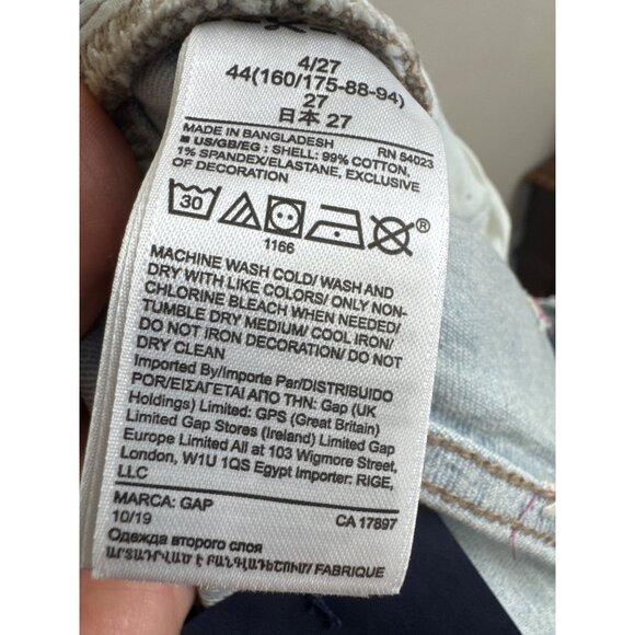 Gap Denim Girlfriend Jeans Light Wash 4/27 Embroidered Floral Stretch Mid Rise T - Picture 10 of 13